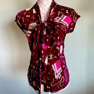 Talbots Raspberry Silk Blouse